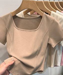 เสื้อยืดผู้หญิงแฟชั่นฤดูร้อน ผ้าฝ้าย 100% ทรงเข้ารูป พิมพ์ลายการ์ตูนและตัวอักษร กันยับ แห้งเร็ว สไตล์ลำลอง ขายส่ง - Product Image 3