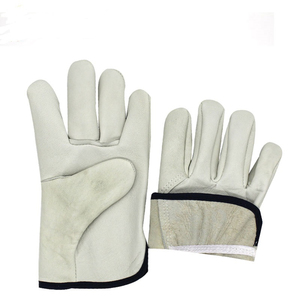 Gants de sécurité en cuir pleine fleur, texture lisse, résistants à l'abrasion, antidérapants, avec poignets froncés, gants de travail polyvalents - Product Image 5