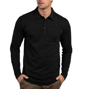 Camisa Polo de Manga Larga Formal de Negocios, Personalizada OEM, de Alta Calidad, Color Sólido, Algodón Piqué y Poliéster, para Hombre, Talla Real - Product Image 1