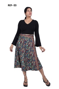 Jupe longue décontractée en satin de polyester imprimé motif cachemire avec cordon de serrage, lavable et respirante, collection printemps, fabricant - Product Image 3