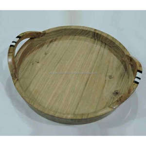 ถาดไม้ทรงกลมทำด้วยมือสไตล์มินิมอลสำหรับชากาแฟขนมคลาสสิกที่เสิร์ฟพื้นผิวไม้เรียบสำหรับงานแต่งงานเดือนรอมฎอน - Product Image 6