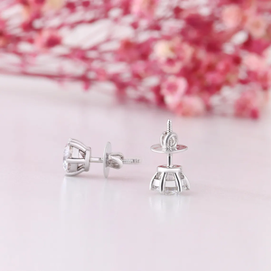 Luxury Moissanite Round Stud <b>Earrings</b> 925 <b>Silver</b> Classic Solitaire Screw <b>Back</b> Fine Jewelry Gift for Women - Product Image 4