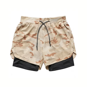 Shorts de course athlétiques 2-en-1 pour hommes, double couche, légers, respirants, séchage rapide, unis, pour entraînement en salle de sport, OEM ODM en gros - Product Image 2