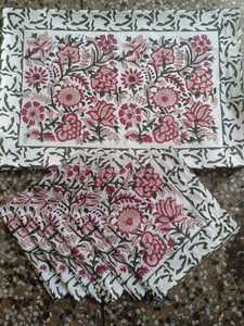 Handcrafted Block Printed Table Mat And <b>Napkin</b> Set Artisan Cotton Dining <b>Linen</b> Wholesale - Product Image 3