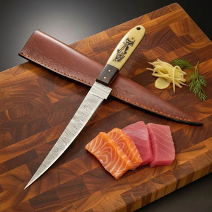 Cuchillo de filetear hecho a mano de acero de Damasco, cuchillo de pesca, el mejor regalo para amantes de la pesca, cuchillo personalizado - Product Image 1