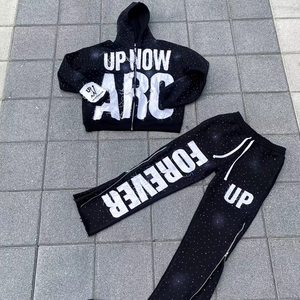 Pink Women's Tracksuit Hoodie Pants <b>Set</b> Up Now ABC Forever Printed Streetwear Full Zip Hooded Sweatshirt With Side Pockets 2026 - Product Image 6