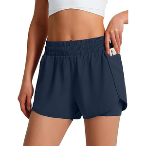 Shorts de course 2-en-1 pour femmes avec doublure intégrée, respirants en polyester, pour gym, yoga, sport, avec effet ventre plat - Product Image 1