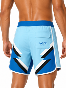 Premium Design Men's Quick Dry Board Shorts Light Blue Geometric <b>Surf</b> Swim Trunks Lightweight Beach Shorts Custom Swimwear OEM - Product Image 4