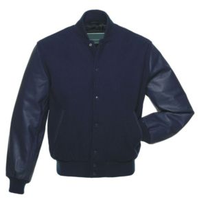 Créez vos propres logos personnalisés pour les vestes universitaires de sororités, fraternités, écoles et collèges. Corps 100 % laine et manches en cuir. - Product Image 1