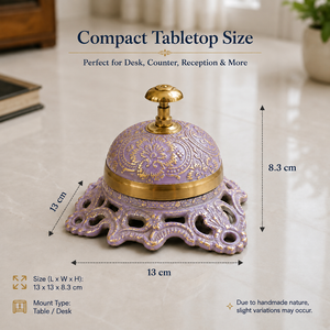 Campana de Escritorio de Latón, Color Morado Pastel Vintage, Campana Decorativa de Mesa, Campana de Servicio de Estilo Antiguo para Hotel u Oficina - Product Image 4