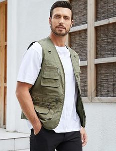 Gilet de pêche pour homme, gilet utilitaire de safari et de voyage avec poches, gilet de travail extérieur, gilet cargo pour la photographie, gilet d'été - Product Image 4