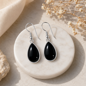 Natural Green Onyx Bohemian Style Pear Cut Water <b>Drop</b> Dangle Earrings 925 Sterling Silver Bezel Set Certified Women's Gift - Product Image 4