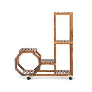 Supporto per Piante in Legno con Ruote per Arredamento Soggiorno - Product Image 2