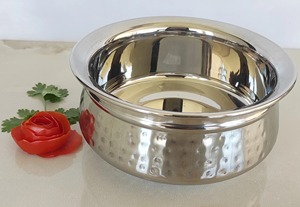 Steel <b>Bowl</b> Traditional <b>Chinese</b> Design Hammered Texture for Dining - Product Image 1