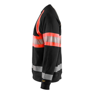 Chemises de sécurité haute visibilité à manches longues noires/rouges, sweat-shirt réfléchissant haute visibilité à manches longues - Product Image 3