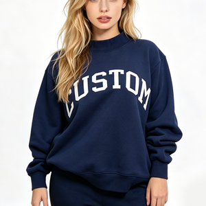 Pull tricoté oversize à col rond pour femme, sweat-shirt à col montant, pull personnalisé, fabricant en gros - Product Image 5