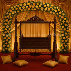 Traditional Teak Wood <b>Baby</b> Swing <b>Cradle</b> Events Customized Designer Elephant Peacock Detachable <b>Baby</b> Naming Event Factory Sale - Product Image 6