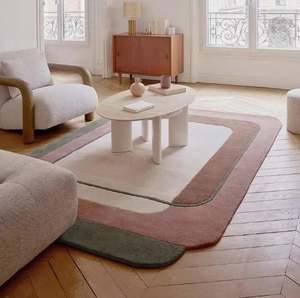 Tapis moderne en laine tuftée à la main, double couche, écologique, antidérapant, géométrique, rembourré, pour salon, enfants et adultes - Product Image 1