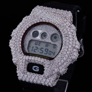 Montre de luxe Hip Hop en acier inoxydable avec bracelet en caoutchouc, boîtier de 12 mm, pour tester les diamants Moissanite VVS, modèle DW6900 pour hommes et femmes - Product Image 5