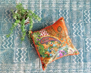 Vintage Kantha Pillow <b>Cover</b> Cotton Quilted Cushion Handmade Eco-Friendly Reversible Customizable Boho Decorative <b>Sofa</b> Throw Home - Product Image 1