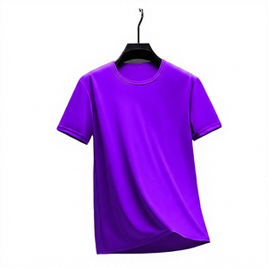 Men's Gray Short Sleeve O-Neck T-Shirt Slim Fit Casual Print 100% Polyester Breathable Jersey <b>Knitted</b> Fabric - Product Image 3