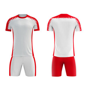 Conjunto de Uniforme de Fútbol para Hombre, Camiseta de Manga Corta con Rayas Blancas y Turquesa, Cuello Redondo, Poliéster que Absorbe la Humedad, Corte Regular - Product Image 5