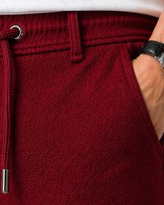 Men Wine <b>Red</b> Slim Fit Casual Jogger Pants Elastic Waist Drawstring Trousers Soft Fabric Comfortable Daily Wear Stylish Look - Product Image 3