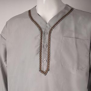 Best Selling Three Quarter <b>Men</b> Thawb Ethnic Khamis Arab Islamic Premium <b>Thobe</b> Breathable Custom Cotton Omani Thobes for Man - Product Image 4