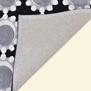 Tapis rectangulaire géométrique noir et gris en laine fait main, antidérapant, écologique, à poils épais, avec motif halo médaillon, pour salon - Product Image 6