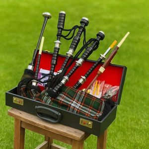 Obexa - Set completo de gaita de celtas escocesa Great Highland, chanter de palo de roble pulido, monturas plateadas, múltiples llaves, embalaje en caja de madera - Product Image 2