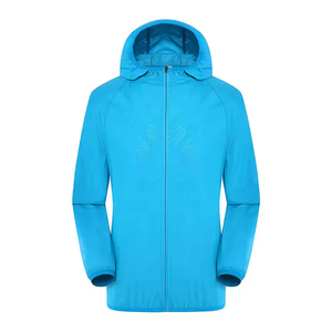 Veste imperméable coupe-vent en polyester personnalisée, veste de pluie d'extérieur, veste à capuche pour homme - Product Image 1