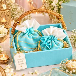 Cesta de Regalo Ghughru Pastel con 2 Bolsas Potli, Regalo Elegante para Bodas, Diwali y Otras Ocasiones Festivas - Product Image 6
