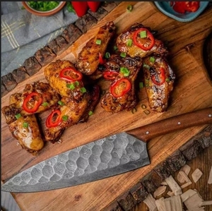 Ensemble de couteaux de cuisine en acier carbone faits à la main, 5 pièces, bois écologique, comprend un couteau de chef, un couteau à découper, un couteau à steak, un couteau utilitaire, étui en cuir - Product Image 2