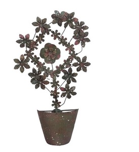 Pot de fleurs mural/de table en métal moderne fait à la main, écologique, couleur naturelle, décoration de salon, décoration de la maison - Product Image 3