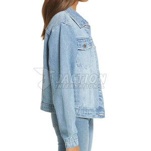Veste en jean pour femme en coton avec logo personnalisé, respirante, pour usage extérieur, vente en ligne - Product Image 3