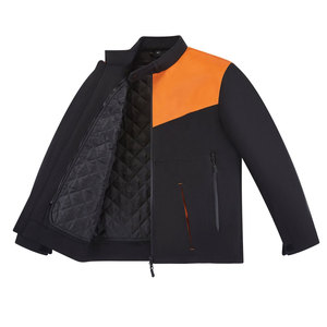 Blouson de moto imprimé noir et orange pour homme, élégant, toutes saisons, protection intégrale, style unique, vente en gros - Product Image 1