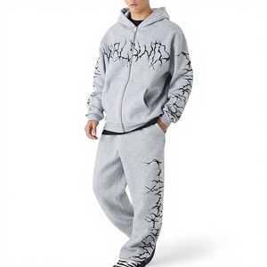 Wholesale Men's Streetwear Customized Printed Cotton Hoodie <b>Sweatpants</b> <b>Sets</b> French Terry Quick Dry Plus Size Winter High - Product Image 1