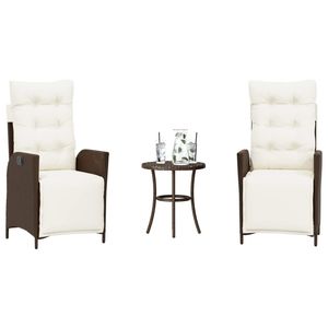 Set da bistrot in Poly Rattan marrone 3 pezzi con cuscini Set da giardino - Product Image 1