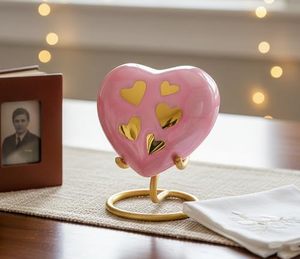Decorative Brass Heart Ash Keepsake Urn Funeral Memorial <b>Container</b> Featuring Smooth Polished Exterior Detailing - Product Image 5