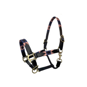 <b>Red</b> Nylon Horse Halter With Brass Hardware For Equestrian Use - Product Image 4