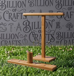 Juego de lanzamiento de aros de madera al por mayor de fábrica, juego interactivo para fiestas familiares en interiores y exteriores, juego de aros colgantes con cuerda ajustable - Product Image 1