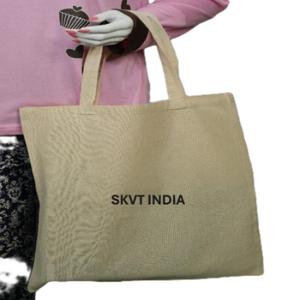 Wholesale SKVT INDIA Large Recyclable Organic Cotton Canvas Tote Bag Reusable Shopping Zipper Bag Tamil Nadu Silk Screen Printed - Product Image 1