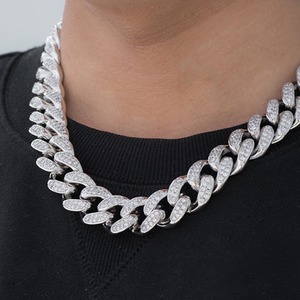 20MM 2 Tone Rhodium Plated Sterling Silver VVS Moissanite Luxury Hip Hop Cuban Miami Link <b>Necklace</b> <b>Long</b> Box Clasp Anniversary - Product Image 1