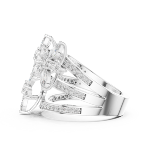 Anillo de Compromiso para Mujer SATVIK RATNA, Nuevo Diseño Floral Marquise, Diamante Cultivado en Laboratorio con Certificado IDGL, Chapado en Oro sobre Plata de Ley - Product Image 2
