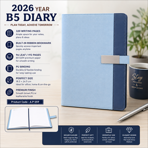 2026 B5 Premium PU Hardcover Diary Thread Sewing Bound Ribbon <b>Bookmark</b> 80 GSM Writing Paper Metal Magnetic Flap Custom Logo - Product Image 1