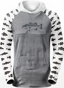 Sweat à capuche de pêche noir à manches longues pour hommes, chemise de sport athlétique anti-UV, vêtement de sport d'extérieur avec motif poisson basse - Product Image 5