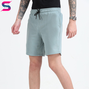 Pantalones Cortos Deportivos para Hombre, Cómodos, OEM ODM, Color Azul Menta Liso, Transpirables, con Logotipo Personalizado, Tela Suave al Tacto, 100% Algodón - Product Image 2