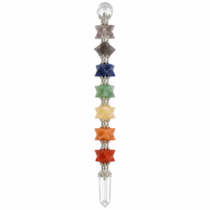 Wholesale Natural <b>Crystal</b> 7 Chakra Merkaba Star <b>Wand</b> Clear Quartz Point Polished Real Touch Halloween Healing Energy Meditation - Product Image 3