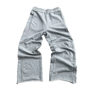 Pantalones Casuales Holgados de Alta Calidad para Hombre, Poliéster/Algodón, Felpa Francesa, Logotipo Personalizado, Costuras Desgastadas en el Dobladillo - Product Image 1