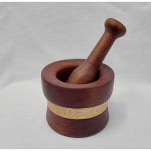 Mortier et pilon en bois massif faits à la main, écologiques et naturels, pour herbes et épices, broyeur manuel de cuisine 111 - Product Image 2